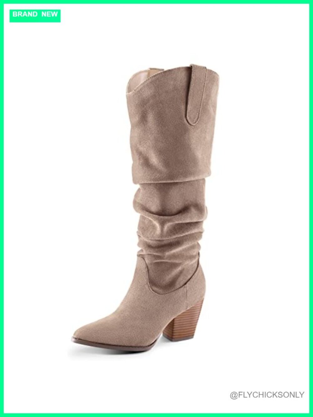 Women's Knee High Slouchy Pointed Toe Western Boots Faux Suede